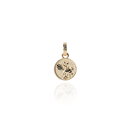 Fantail Coin Pendant Charm (Friendly) - Gold