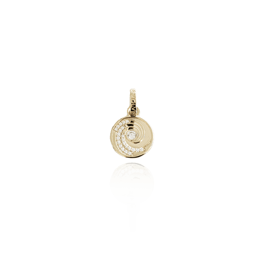 Ocean Wave Coin Pendant Charm (Confident) - Gold